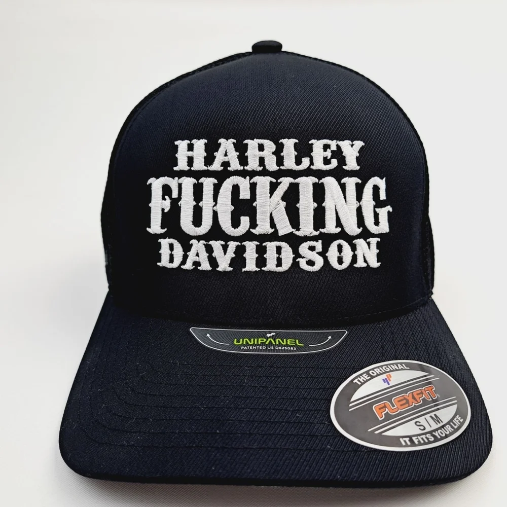Harley Freaking Davidson Richardson 112 Trucker Mesh Snapback Cap Hat Black